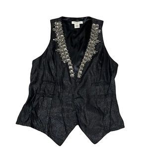 Bejeweled Rhinestones Crystals Arden B. Black Vest Tank Top, XS Sparkly Pretty